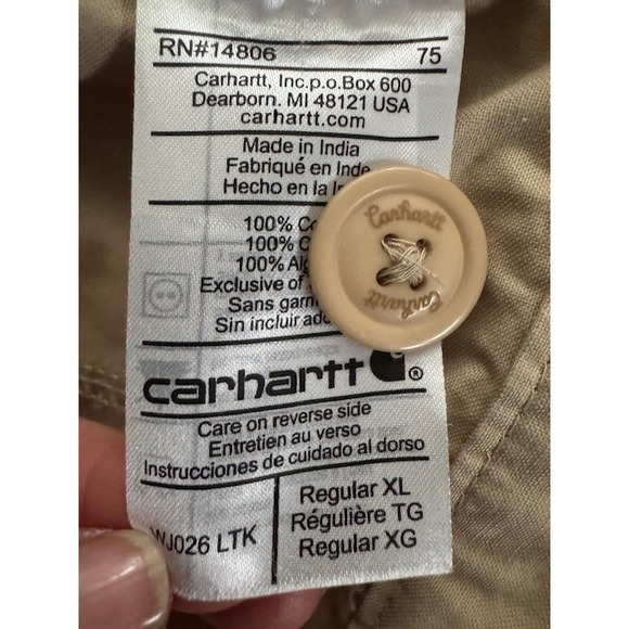 Carhartt For Women Khaki Cotton Utility Jacket Full Button Front Pockets XL - Picture 5 of 11